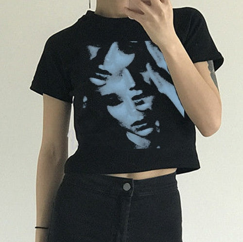 Emo Girl Gothic Summer Crop Top Streetwear T-Shirt