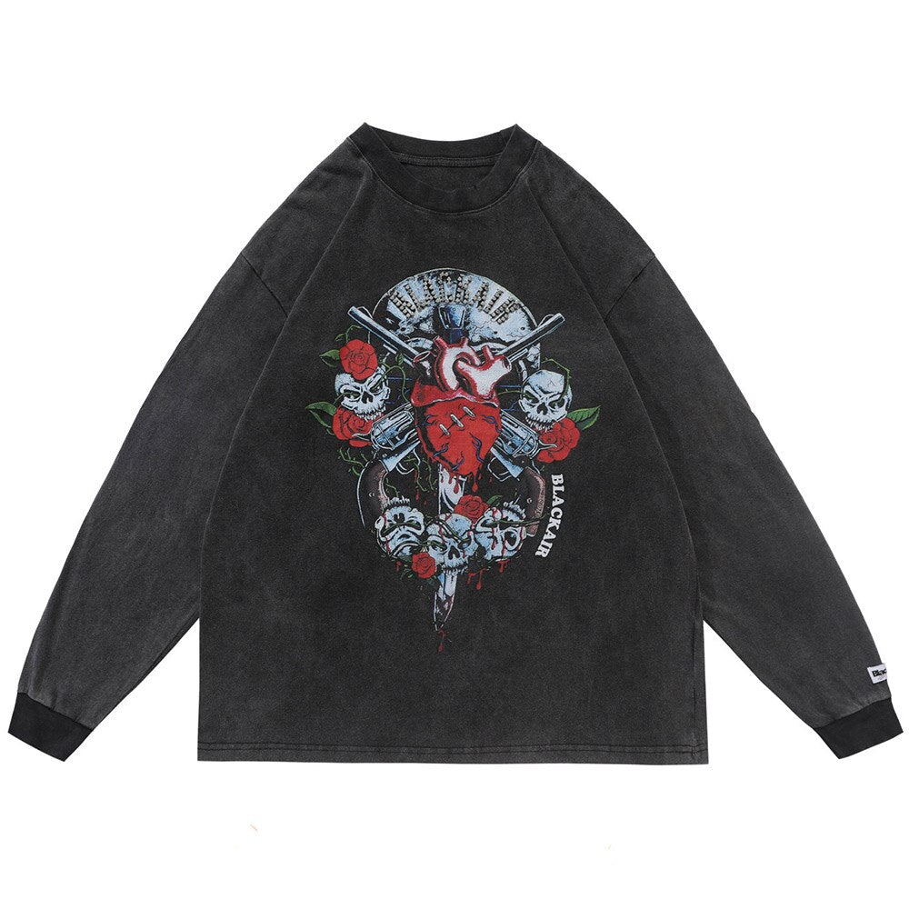 "Red Rose" Unisex Men Women Streetwear Graphic Sweatshirt Daulet Apparel