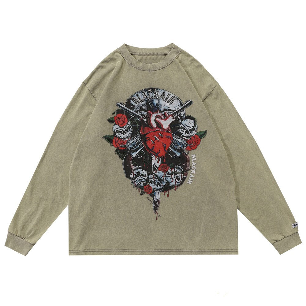 "Red Rose" Unisex Men Women Streetwear Graphic Sweatshirt Daulet Apparel