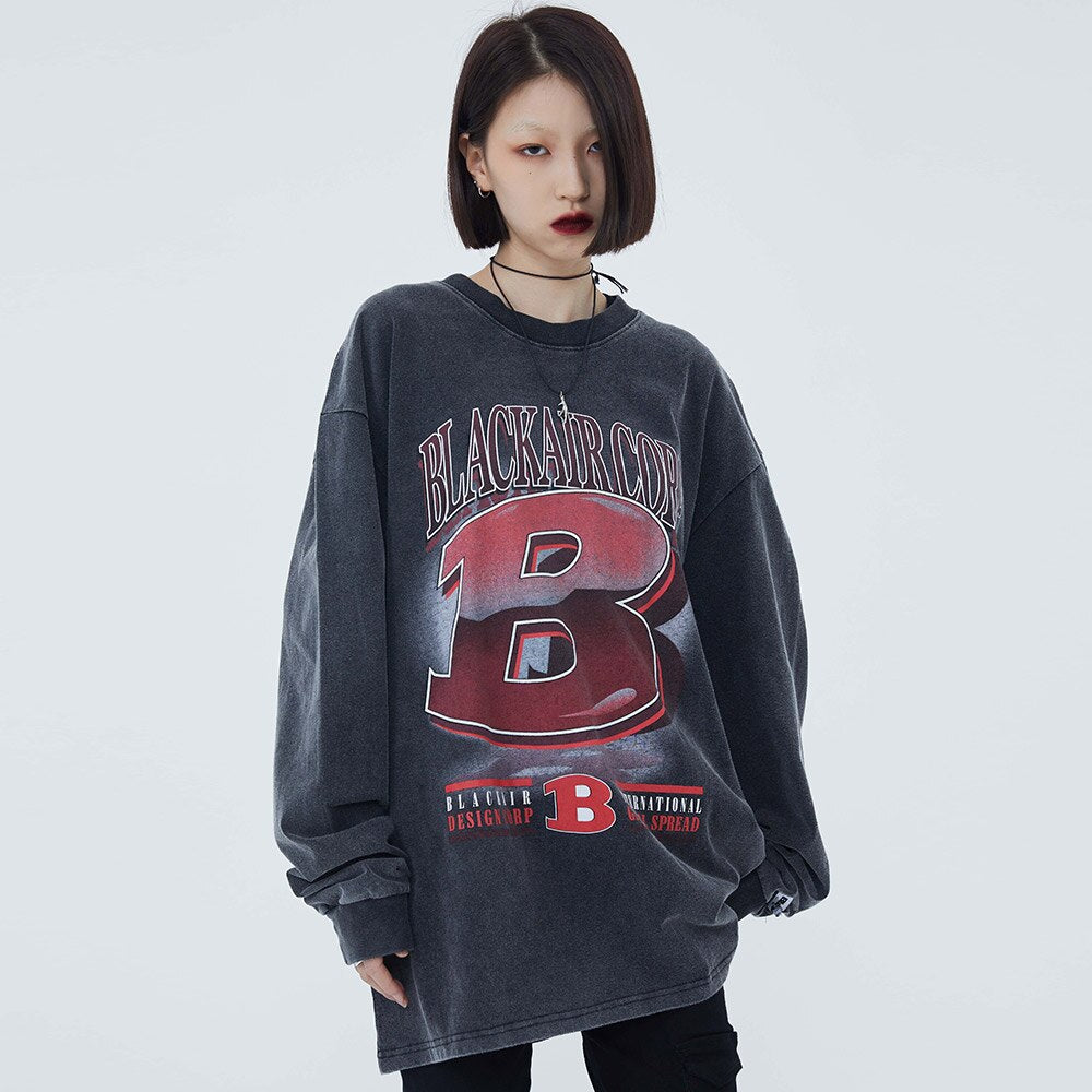 "Midnight B" Unisex Men Women Streetwear Graphic Sweatshirt Daulet Apparel