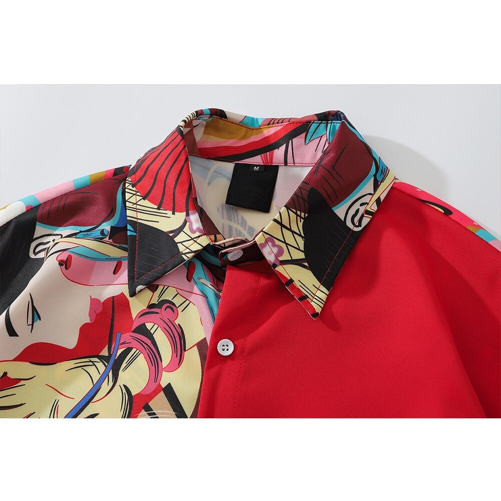 "Red Summer" Unisex Men Women Streetwear Button Shirt Daulet Apparel