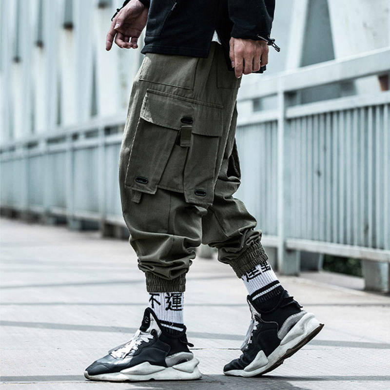 ZAFUL Men's Streetwear NEW YORK Letter Printed Multi-pockets Design Beam  Feet Drawstring Cargo Pants In BLACK | ZAFUL 2024