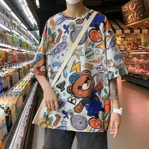 "Cartoon Bear" Unisex Men Women Streetwear Graphic T-Shirt Daulet Apparel