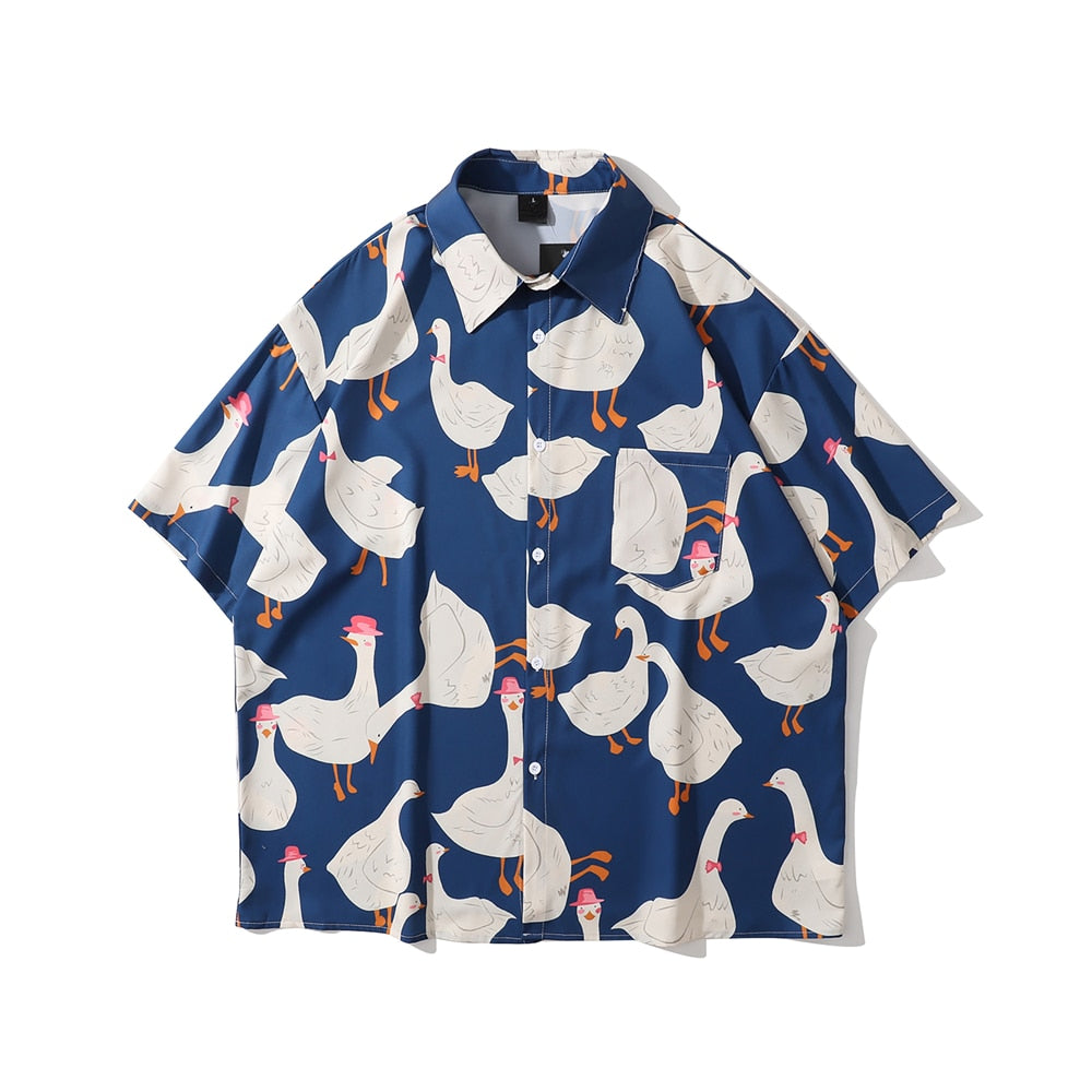 "Duckie" Unisex Men Women Streetwear Graphic Button Up Daulet Apparel