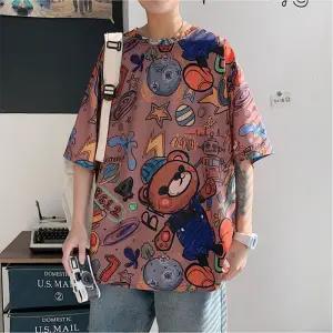 "Cartoon Bear" Unisex Men Women Streetwear Graphic T-Shirt Daulet Apparel