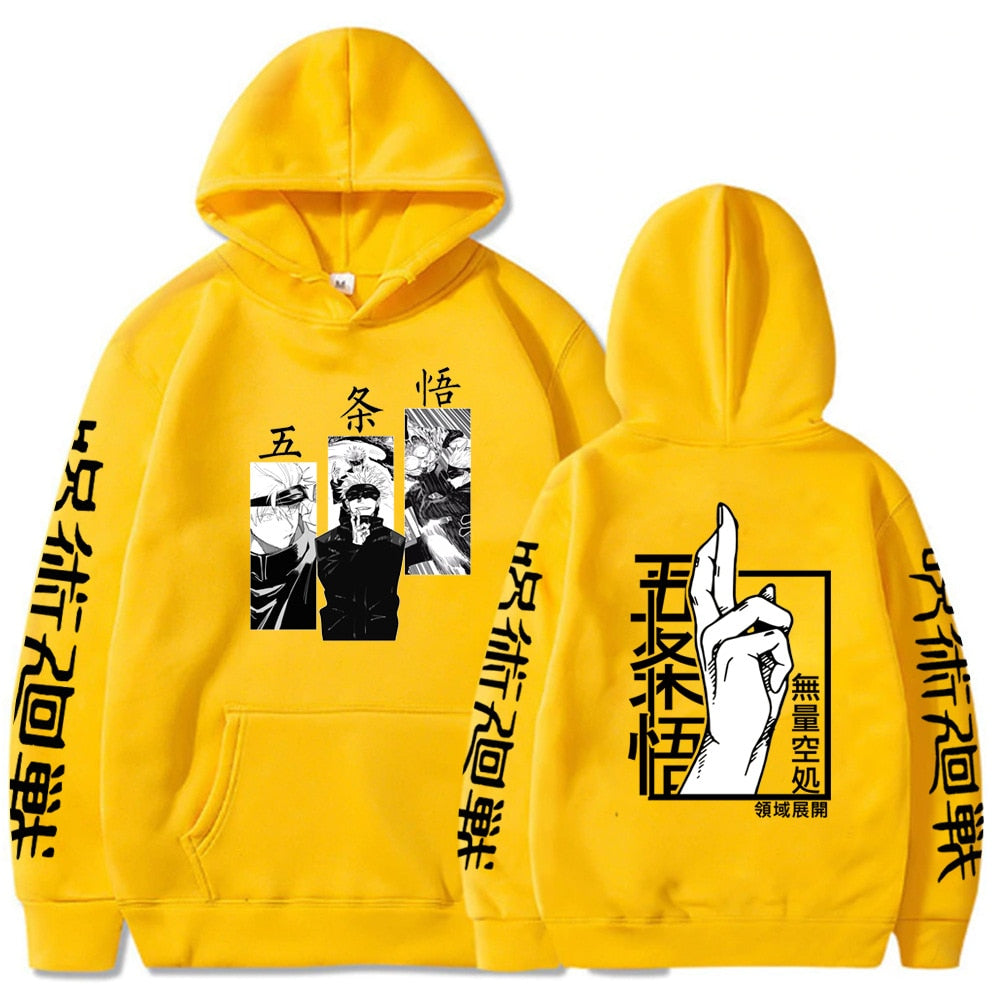 Yellow hoodie with japanese sales writing