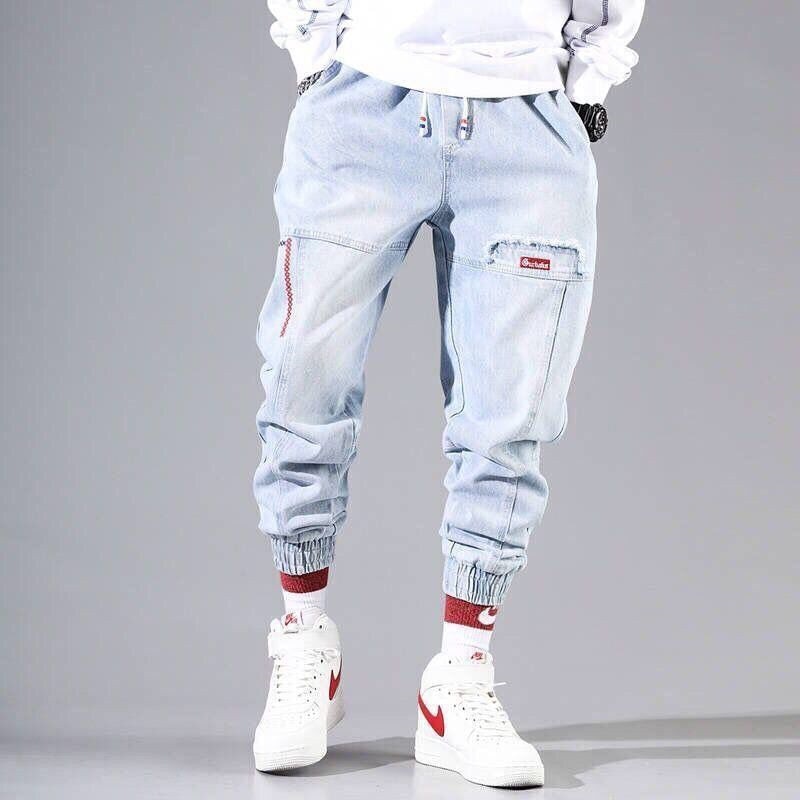 "Highlife" Streetwear Hip Hop Unisex Faded Denim Pants Daulet Apparel