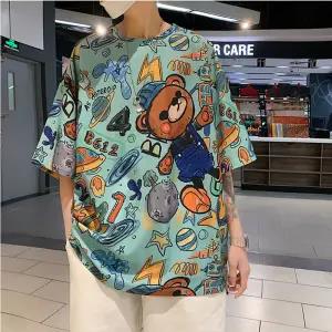 "Cartoon Bear" Unisex Men Women Streetwear Graphic T-Shirt Daulet Apparel