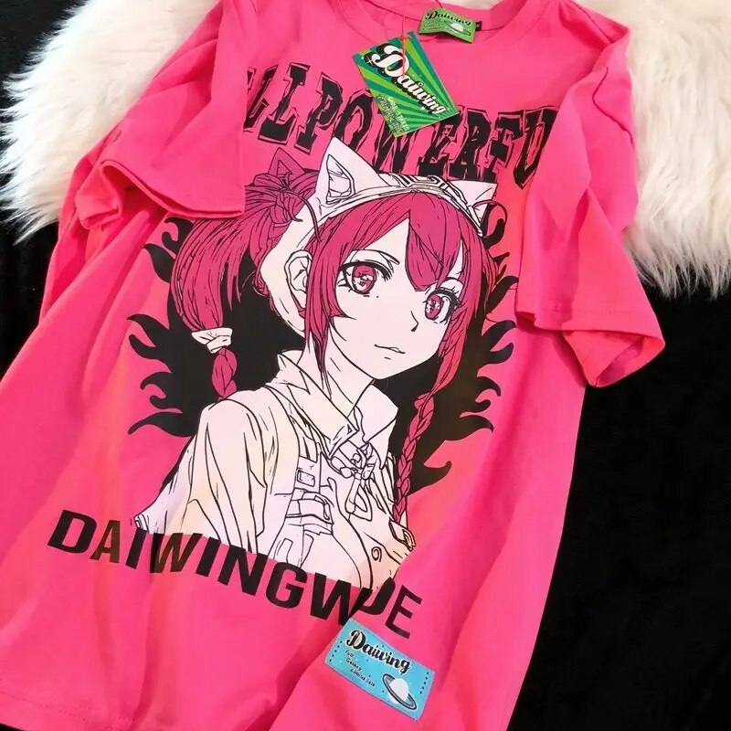Amazon.com: Women Y2k Anime T Shirt Kawaii Japanese Pink Gothic Grunge Dark  Academia Cartoon Emo Alt Harajuku Oversize Cosplay Top  (Pink,S,Small,Women,Adult,US,Alpha,Regular,Regular) : Clothing, Shoes &  Jewelry