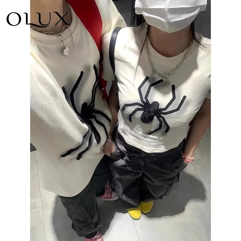 Luxury Black Spider Graphic Print T Shirts Streetwear Short Sleeve Tops Couples Hip Hop Casual Summer Tee Harajuku Y2K Aesthetic Daulet Apparel