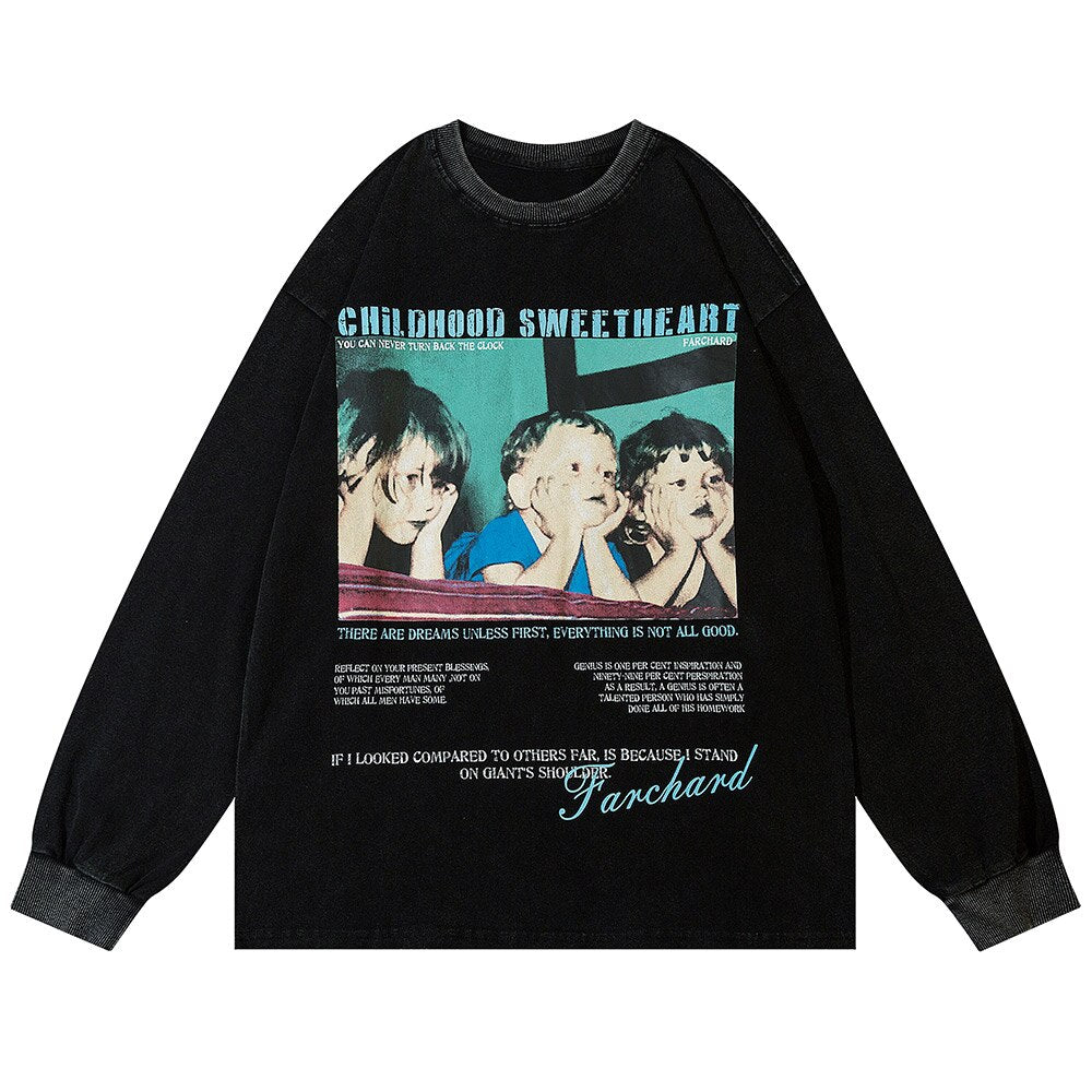 "For Too Long" Unisex Men Women Streetwear Graphic Sweatshirt Daulet Apparel