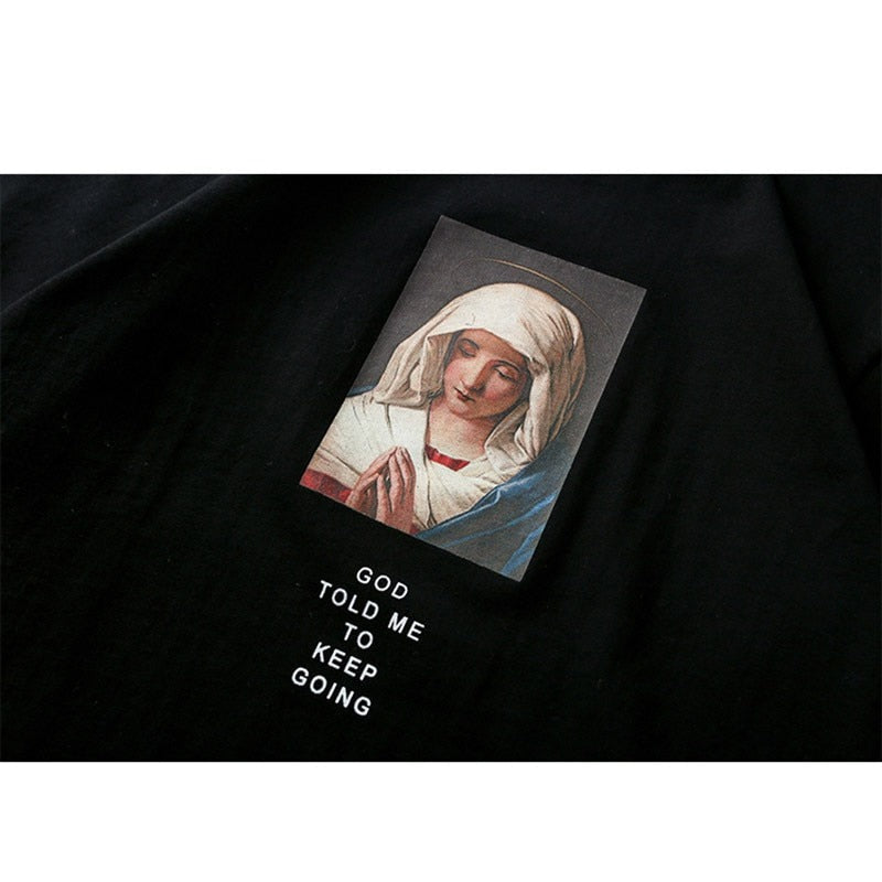 "Virgin Mary" Unisex Men Women Streetwear Graphic T-Shirt Daulet Apparel