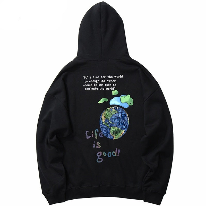 "Life Is Good" Unisex Men Women Streetwear Graphic Hoodie Daulet Apparel