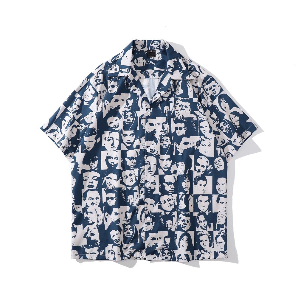 "Collage" Unisex Men Women Streetwear Button Up Shirt Daulet Apparel