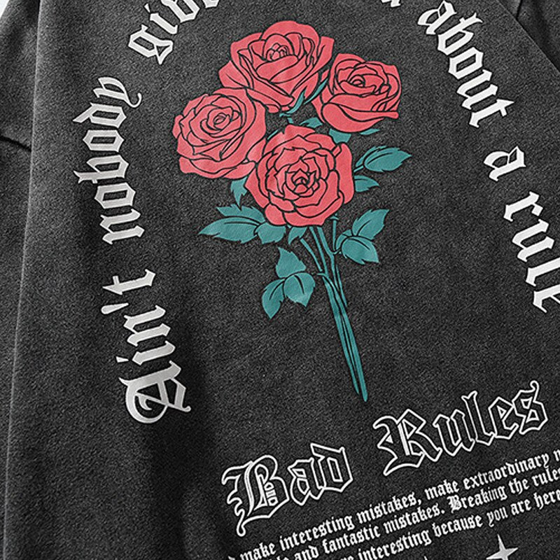 "Fallen Roses" Unisex Men Women Streetwear Graphic Sweatshirt Daulet Apparel