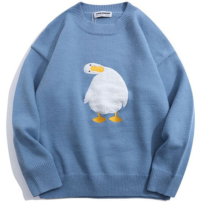 "Confused Duckie" Long Sleeve Unisex Men Women Sweatshirt Daulet Apparel