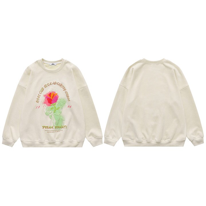 "Yellow Rose" Unisex Men Women Streetwear Graphic Sweatshirt Daulet Apparel