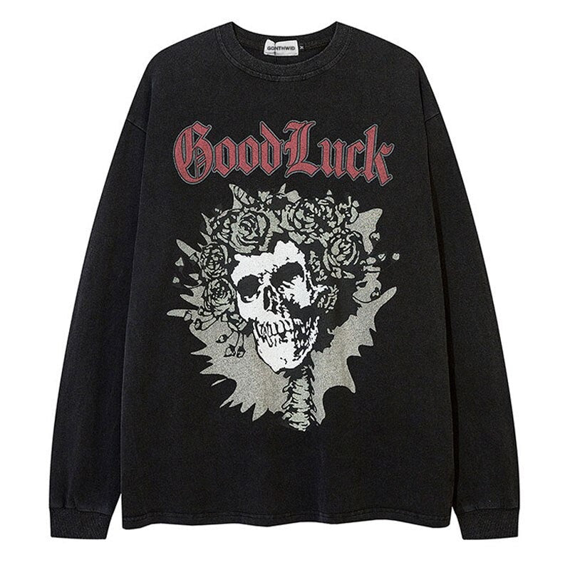 "Good Luck" Unisex Men Women Streetwear Graphic Sweatshirt Daulet Apparel