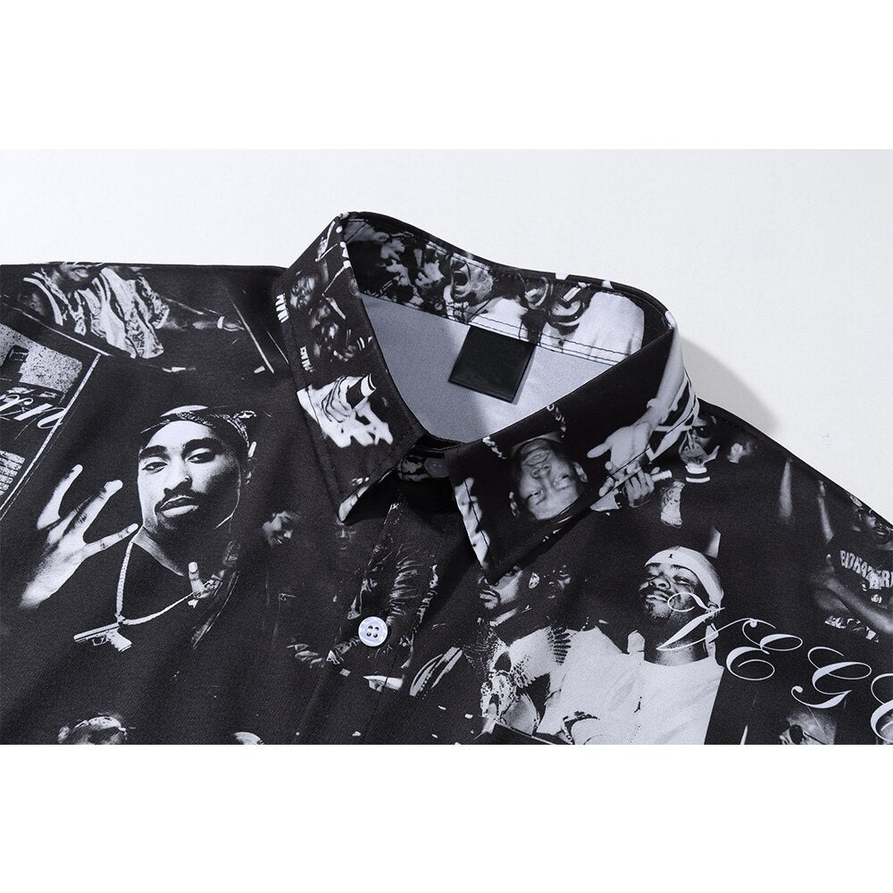 "Many Men" Unisex Men Women Streetwear Button Shirt Daulet Apparel