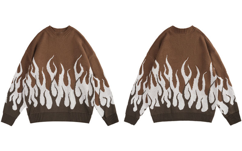 "Darken Flames" Unisex Men Women Streetwear Graphic Sweater Daulet Apparel