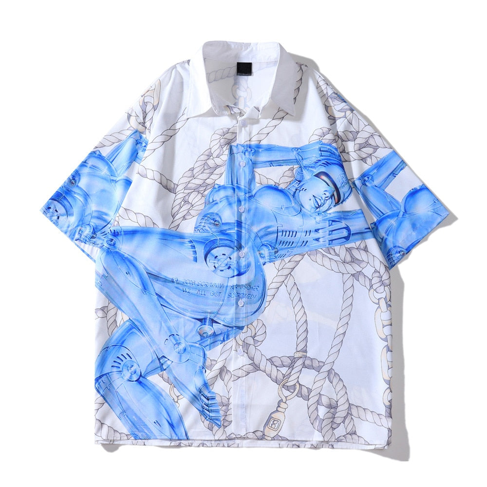 "Blue Queen" Unisex Men Women Streetwear Button Shirt Daulet Apparel