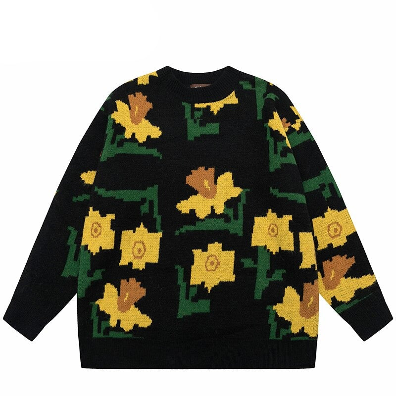 "Yellow Garden" Unisex Men Women Streetwear Graphic Sweater Daulet Apparel