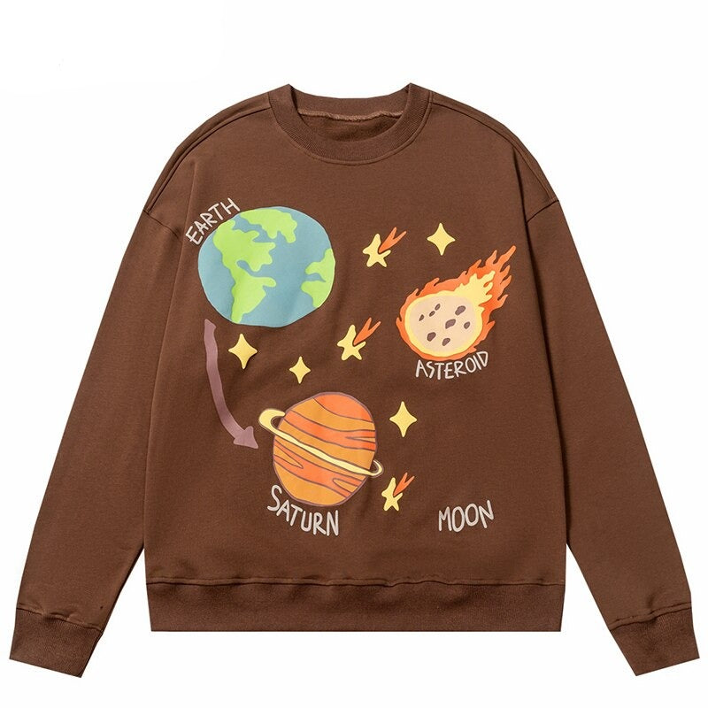 "Falling In Space" Unisex Men Women Streetwear Graphic Sweatshirt Daulet Apparel