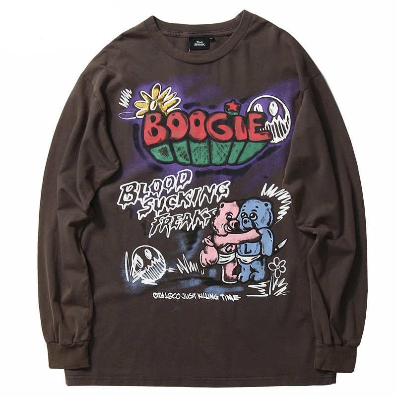 "Boogie" Unisex Men Women Streetwear Graphic Sweatshirt Daulet Apparel