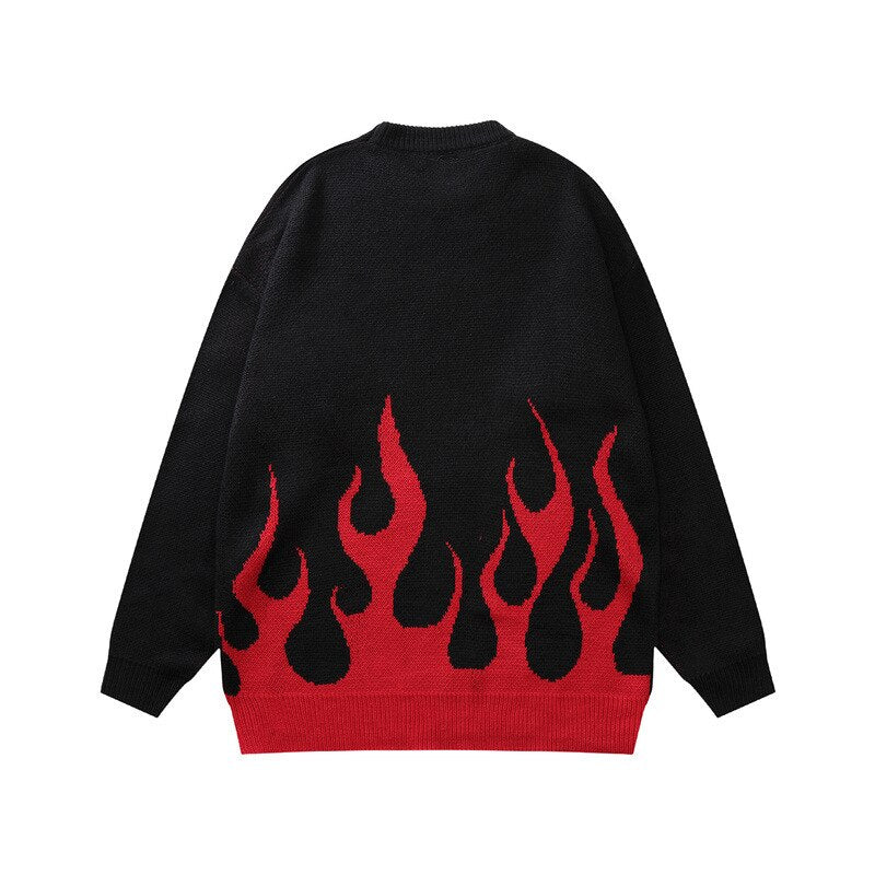 Red and black online flame sweater