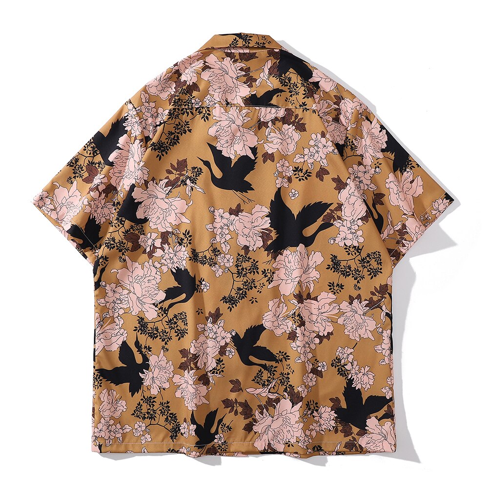 "Floral Printed" Unisex Men Women Streetwear Collar Shirt Daulet Apparel