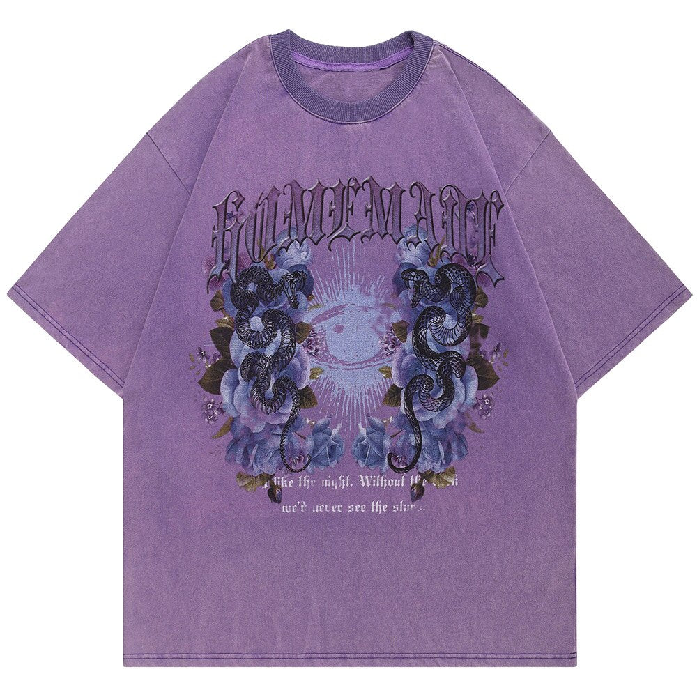 "Purple Garden" Unisex Men Women Streetwear Graphic T-Shirt Daulet Apparel