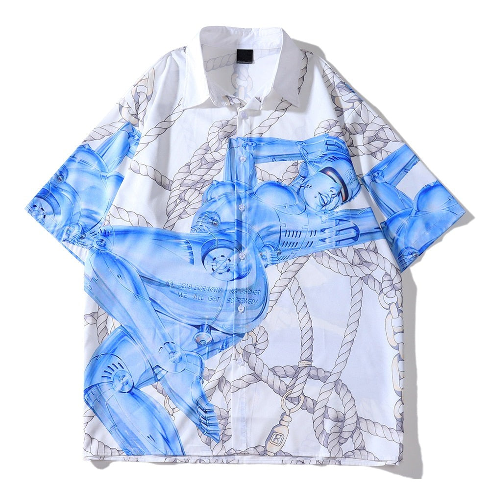 "Blue Queen" Unisex Men Women Streetwear Button Shirt Daulet Apparel