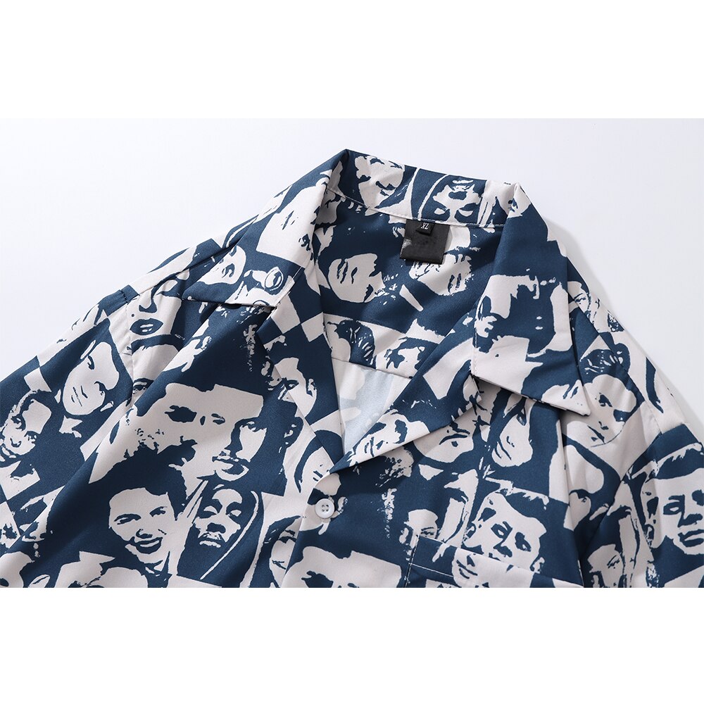 "Collage" Unisex Men Women Streetwear Button Up Shirt Daulet Apparel