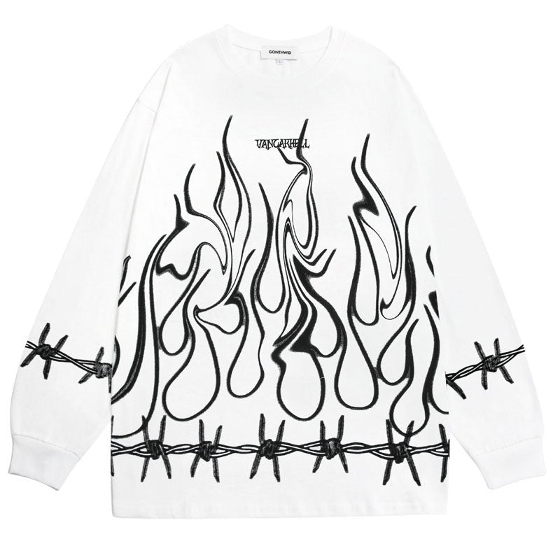 "White Flame" Unisex Men Women Streetwear Graphic Sweater Daulet Apparel