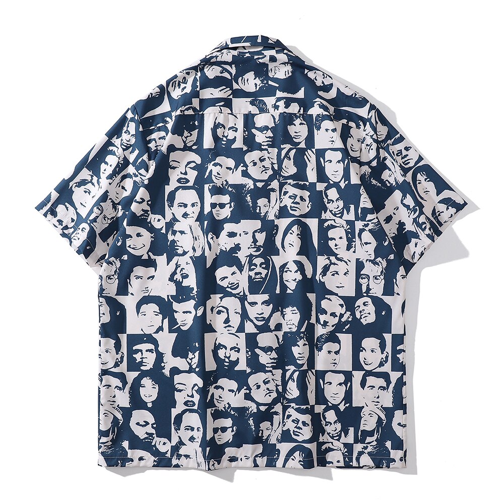 "Collage" Unisex Men Women Streetwear Button Up Shirt Daulet Apparel