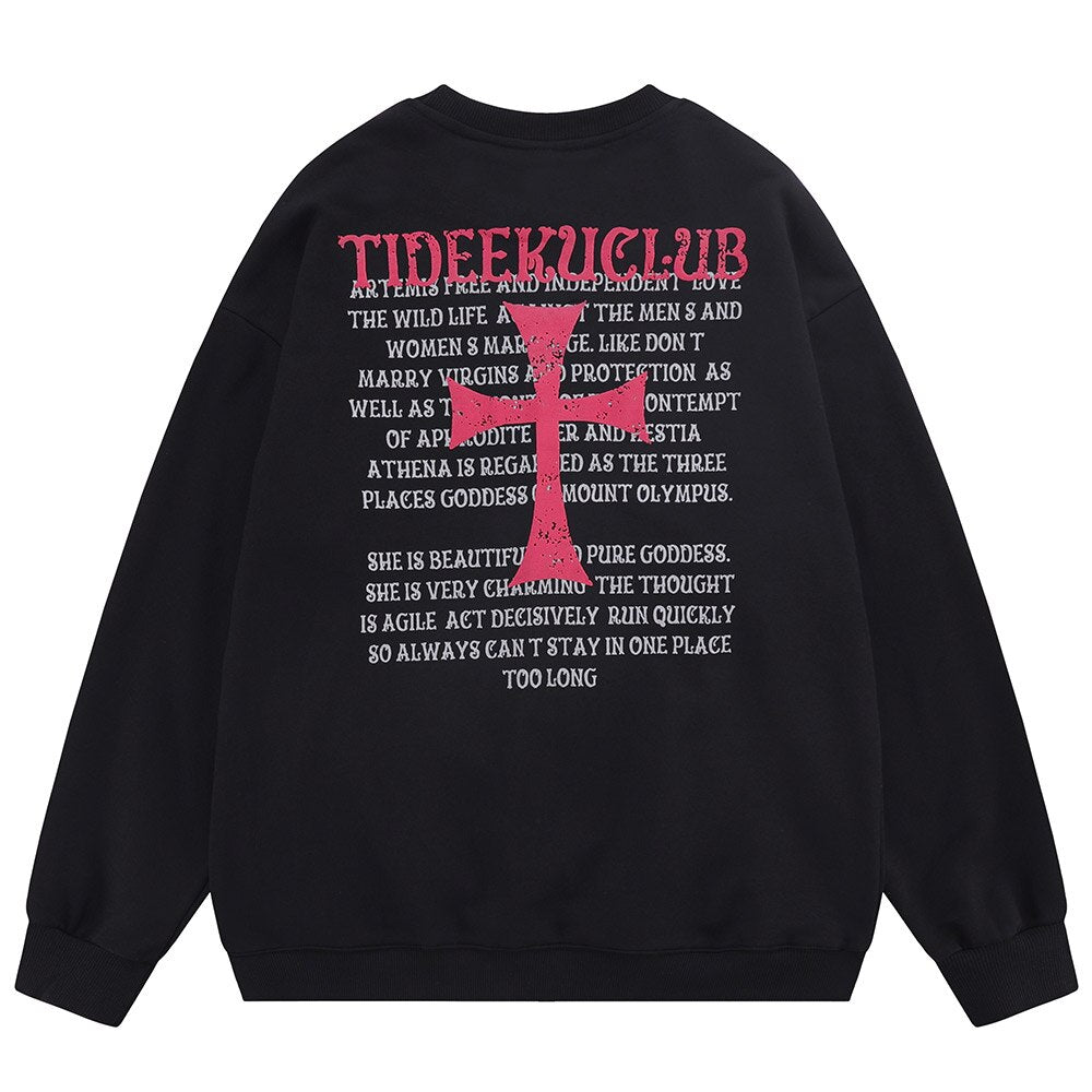 "Red Cross" Unisex Men Women Streetwear Graphic Sweatshirt Daulet Apparel