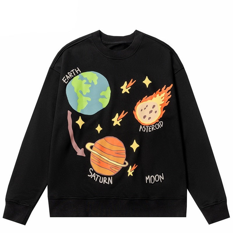 "Falling In Space" Unisex Men Women Streetwear Graphic Sweatshirt Daulet Apparel