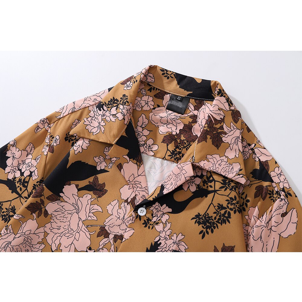 "Floral Printed" Unisex Men Women Streetwear Collar Shirt Daulet Apparel