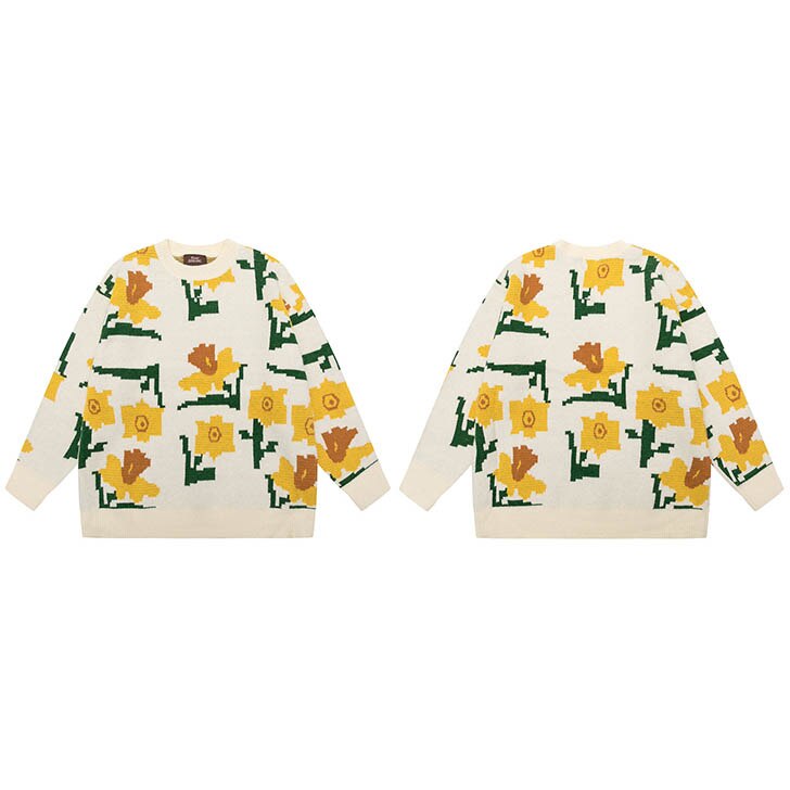 "Yellow Garden" Unisex Men Women Streetwear Graphic Sweater Daulet Apparel