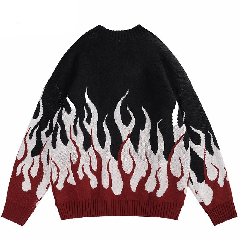 "Big White Flames" Unisex Men Women Streetwear Graphic Sweater Daulet Apparel