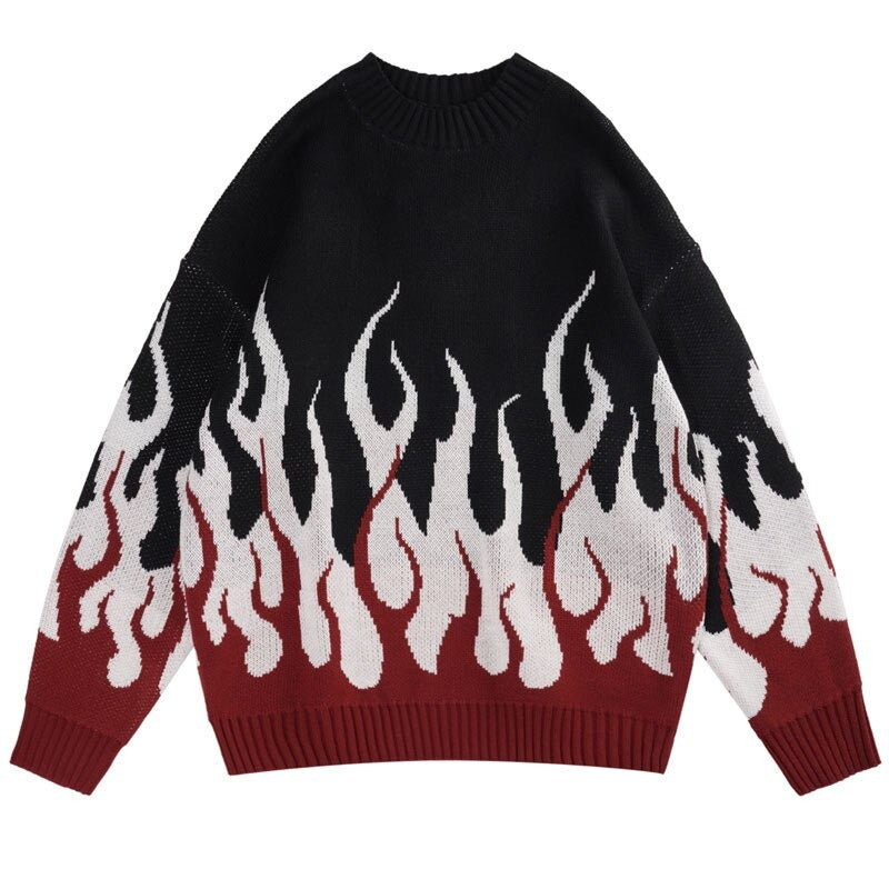 "Darken Flames" Unisex Men Women Streetwear Graphic Sweater Daulet Apparel