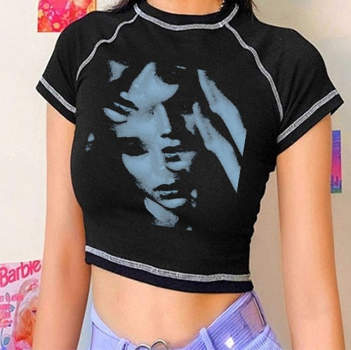 Emo Girl Gothic Summer Crop Top Streetwear T-Shirt