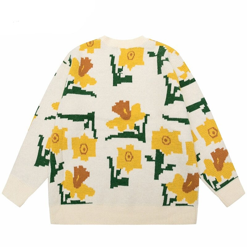 "Yellow Garden" Unisex Men Women Streetwear Graphic Sweater Daulet Apparel