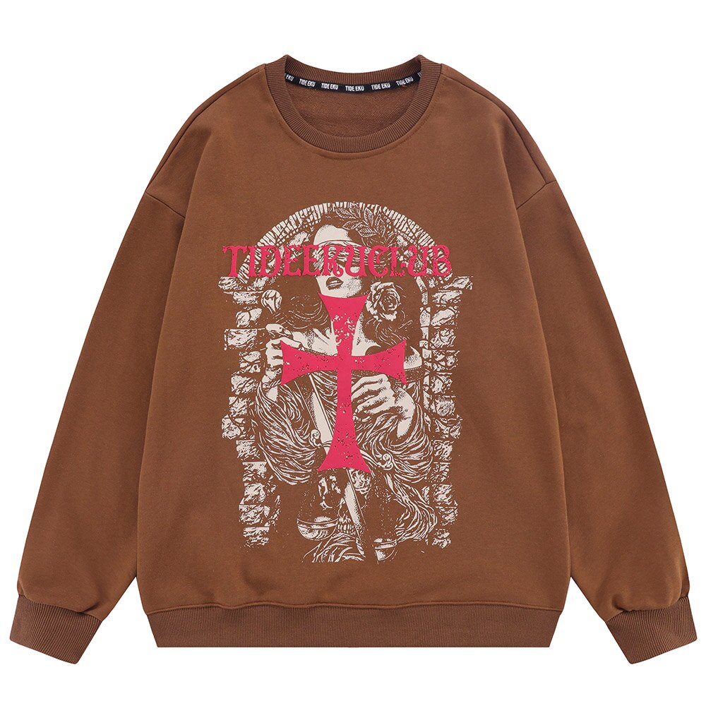 "Red Cross" Unisex Men Women Streetwear Graphic Sweatshirt Daulet Apparel