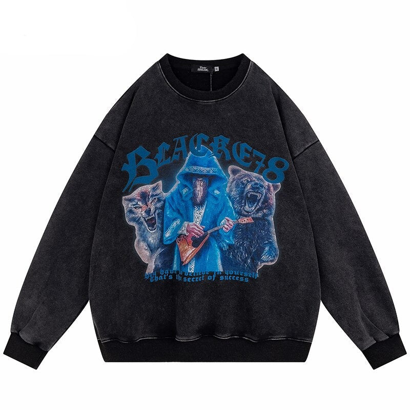 "Blue Magic" Unisex Men Women Streetwear Graphic Sweatshirt Daulet Apparel