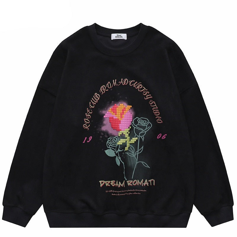 "Yellow Rose" Unisex Men Women Streetwear Graphic Sweatshirt Daulet Apparel