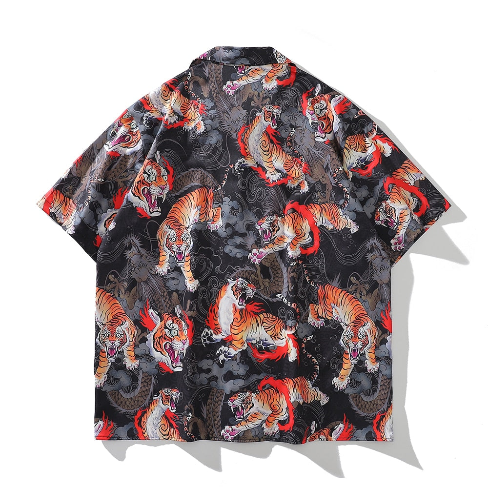 "Fury" Unisex Men Women Streetwear Graphic Button Up Shirt Daulet Apparel