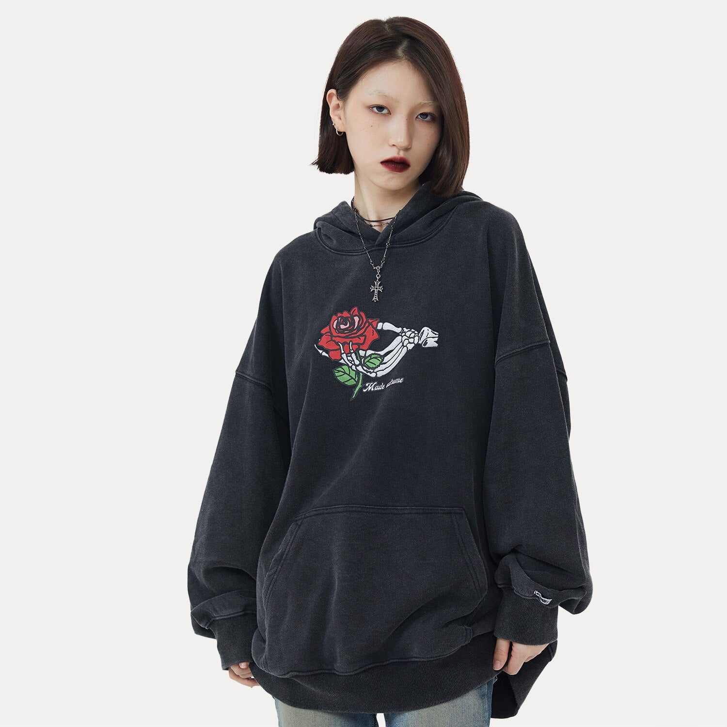 Mens rose best sale embroidered hoodie