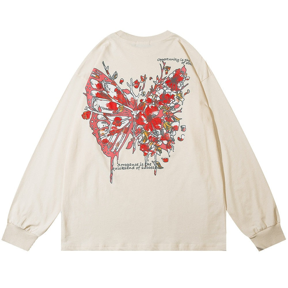 "Red Butterfly" Unisex Men Women Streetwear Graphic Sweatshirt Daulet Apparel